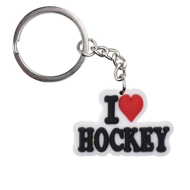 I Love Hockey Keychain Car Keyring Cartoon Creative Pendant Souvenir Gift