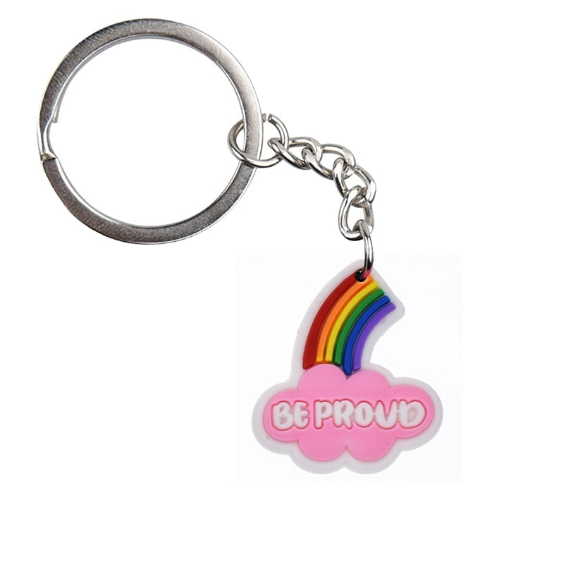 18 Styles Love is Love Pride Rainbow Pendant PVC Keychain with Car Bag Key Chain