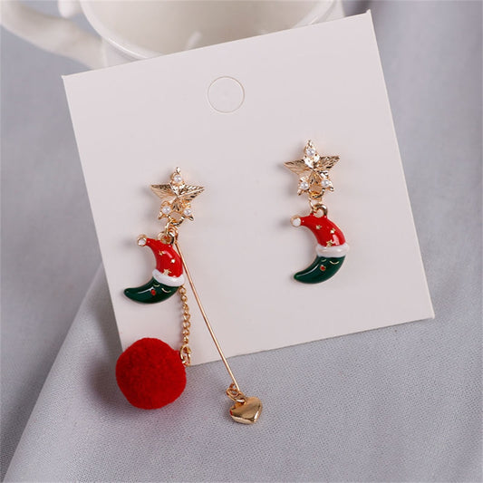 Moon and Hat Drop Earrings Women Party Cute Art Jewelry Dangle Gifts Earrings