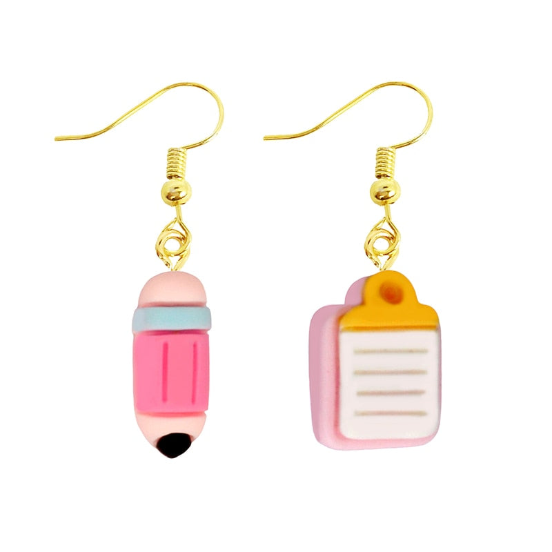 Creative Funny Design Pink Pensil Drop Earrings Women Creativity Jewelry Cute