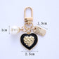 2 Styles Pearl Heart Pendant Keychain Women Key Ring Earphone Case Bag Charms