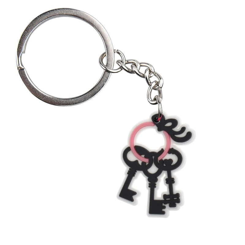 16 Styles Cartoon Pink Castle Cat Hat Funny Keychain Gift Cute Charms Keyring