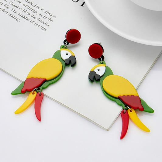 Colorful Parrot Drop Earrings Women Travel Fashion Cartoon Earrings Creative