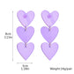 Violet Hearts Drop Earrings Hip Hop Art Women Party Jewelry Ear Fashion Pendant