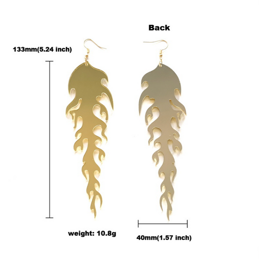 Golden Color Flame Drop Earrings Hip Hop Art Women Party Jewelry Ear Fashion