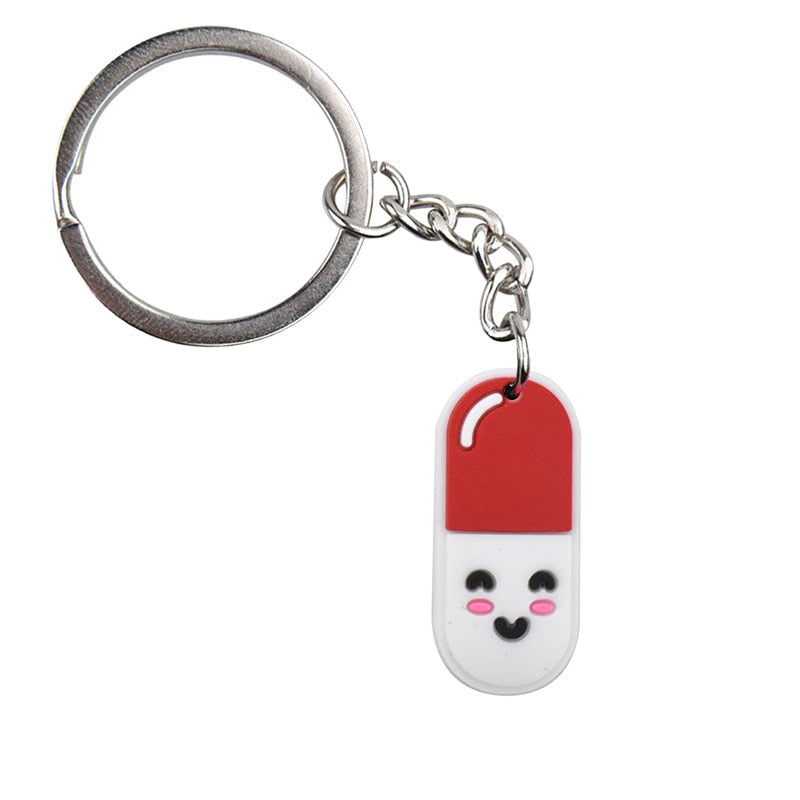 Smile Pill Keyring Gift for Nurse Doctor Medical Personnel Cute Cartoon Style