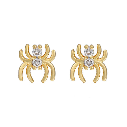 Rhinestone Spider Animal Stud Earrings Women Cubic Zirconia Earings Gift Jewelry