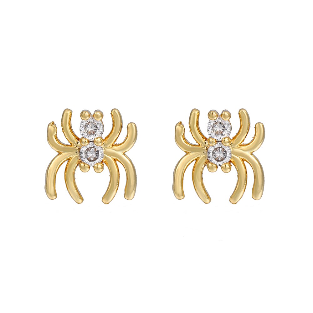 14 Styles Cute Dragonfly Spider Snake Elephant Animal Stud Earrings Women Cubic