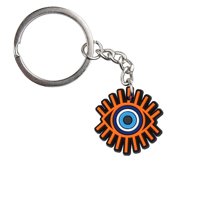 Orange Lucky Evil Eye Keychain Cartoon Key Holder Car handbag Keyring Gift