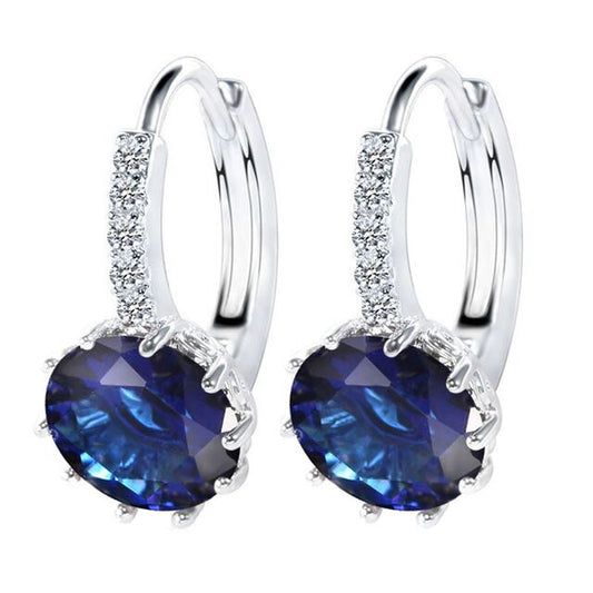 Navy Crystal Ear Buckle Ear Studs Earrings Female Fashion Earrings Jewelry Gifts