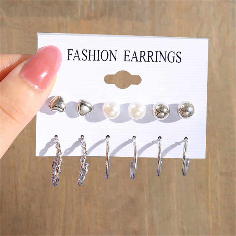 13 Styles 5-6 Pairs Set Heart Butterfly Dangle Earrings for Girls Women Birthday