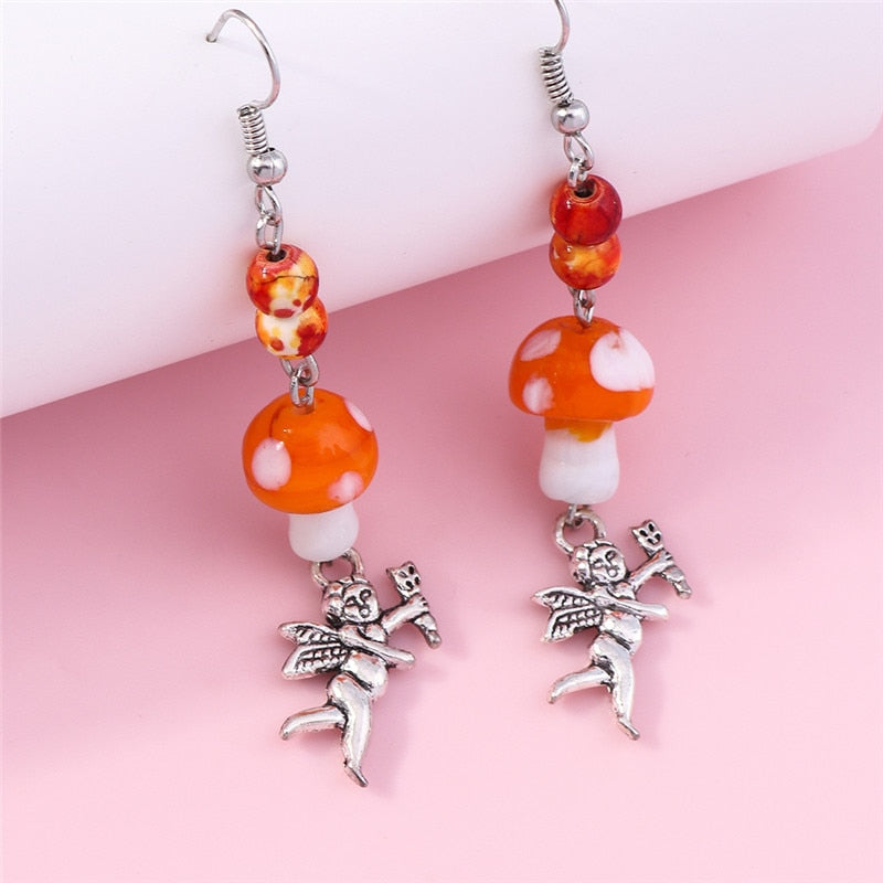 50 Styles Mushrroom Snake Frog Butterfly Rose Angel Drop Earrings Women