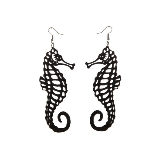 Black Seahorse Drop Earrings Hip Hop Women Party Gift Jewelry Ear Fashion