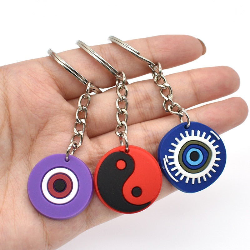 29 Styles Lucky Evil Eye Hand Hamsa Pendant Keychain Cartoon Key Holder Car