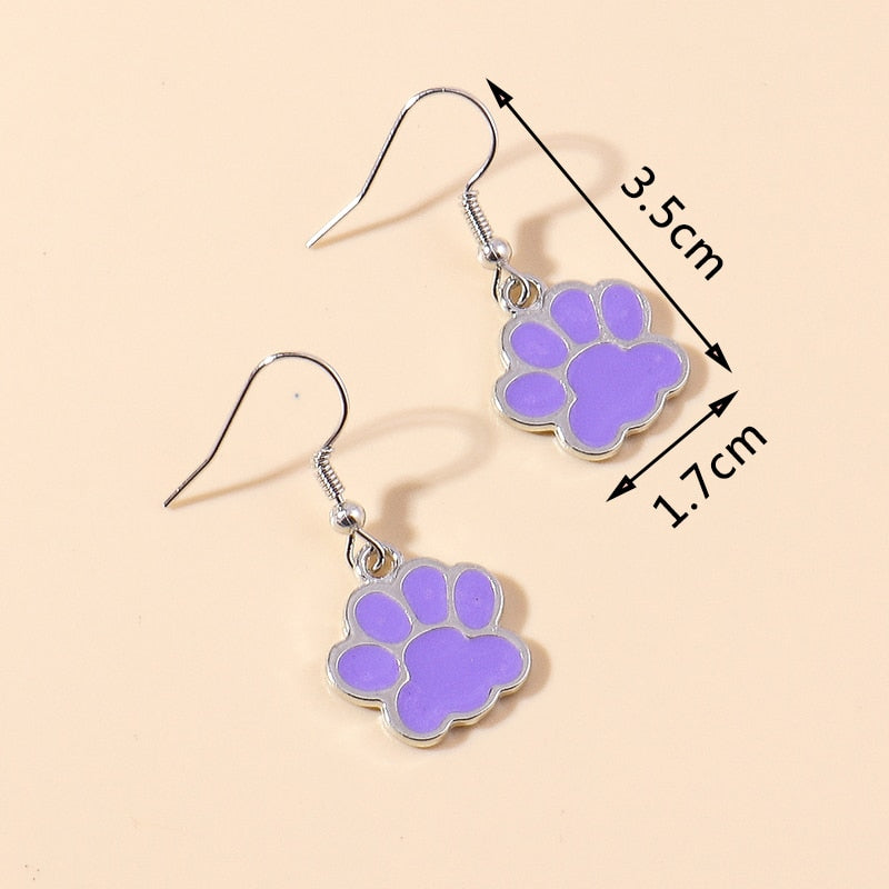 Purple Paw Drop Earrings Women Creativity Jewelry Cute Earring Girls Gift