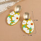 Floral Pattern Oval Lady Cute Dangle Earrings for Women Jewelry Girls Earrings