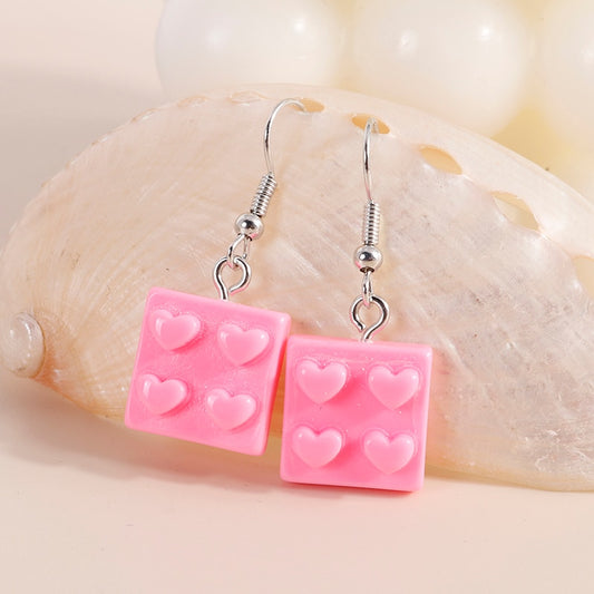 Pink Heart Dangle Earrings Women Charms Earring Fashion Creative Jewelry