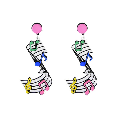 Colorful Music Notes Acrylic Drop Earrings Women Travel Fashion Cartoon Earrings