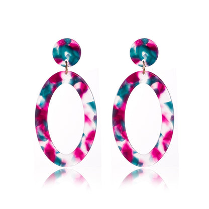 5 Styles Vintage Style Acrylic Oval Drop Earrings Women Fashion Creative Art