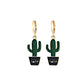 Retro Drip Oil Dark Cactus Pendant Drop Earrings Hip Hop Women Party Gift