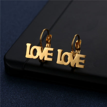 Love Words Mini Small Stud Earrings Stainless Steel Women Party Gifts Charms