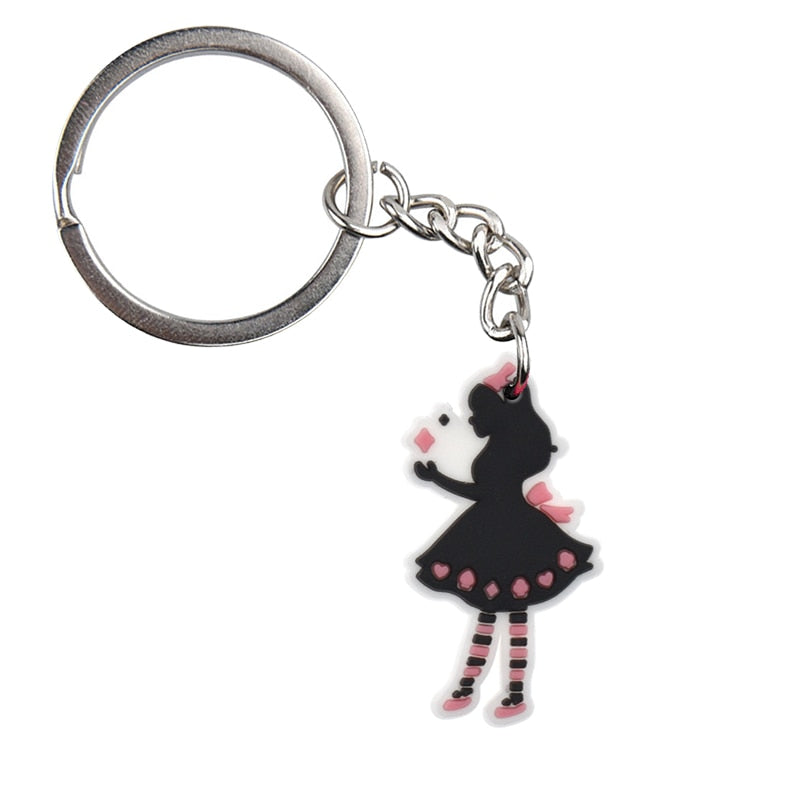 16 Styles Cartoon Pink Castle Cat Hat Funny Keychain Gift Cute Charms Keyring