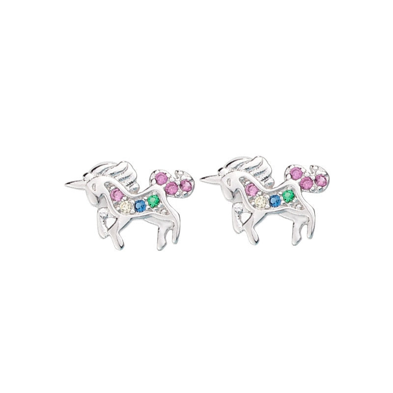 Jumping Unicorn Fashion Stud Earrings Women Girl Earrings Jewelry Female