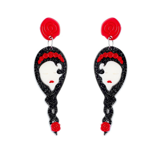 Half Face Girl Drop Earrings Women Travel Fashion Cartoon Earrings Creative