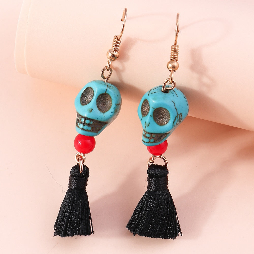 Skull Tassel Dangle Earrings Women Charms Earring Fashion Creative Jewelry