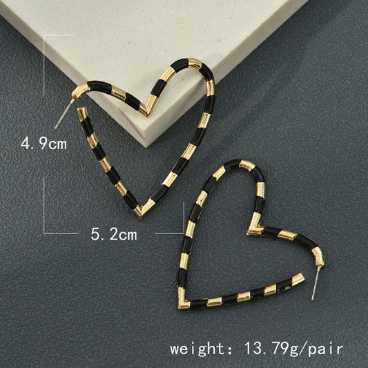 Two Tone Heart Hoop Earrings Hip Hop Women Party Gift Jewelry Ear Fashion