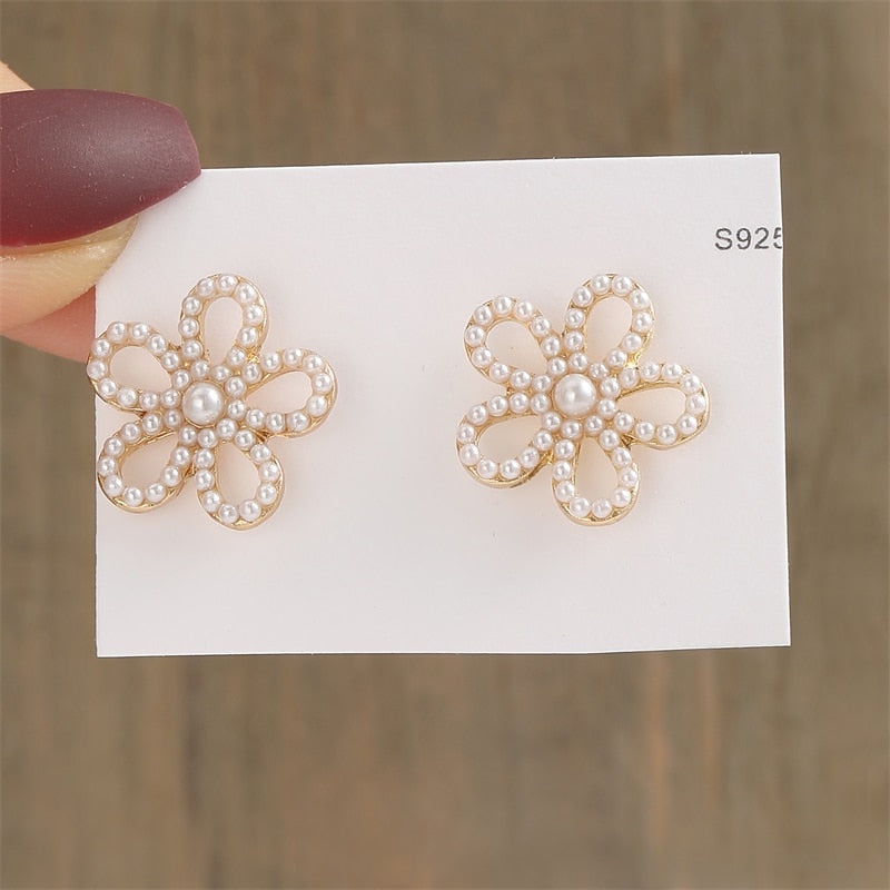 15 Styles Cute Bowknot Butterfly Pearl Stud Earrings Female Jewelry Trendy Cute