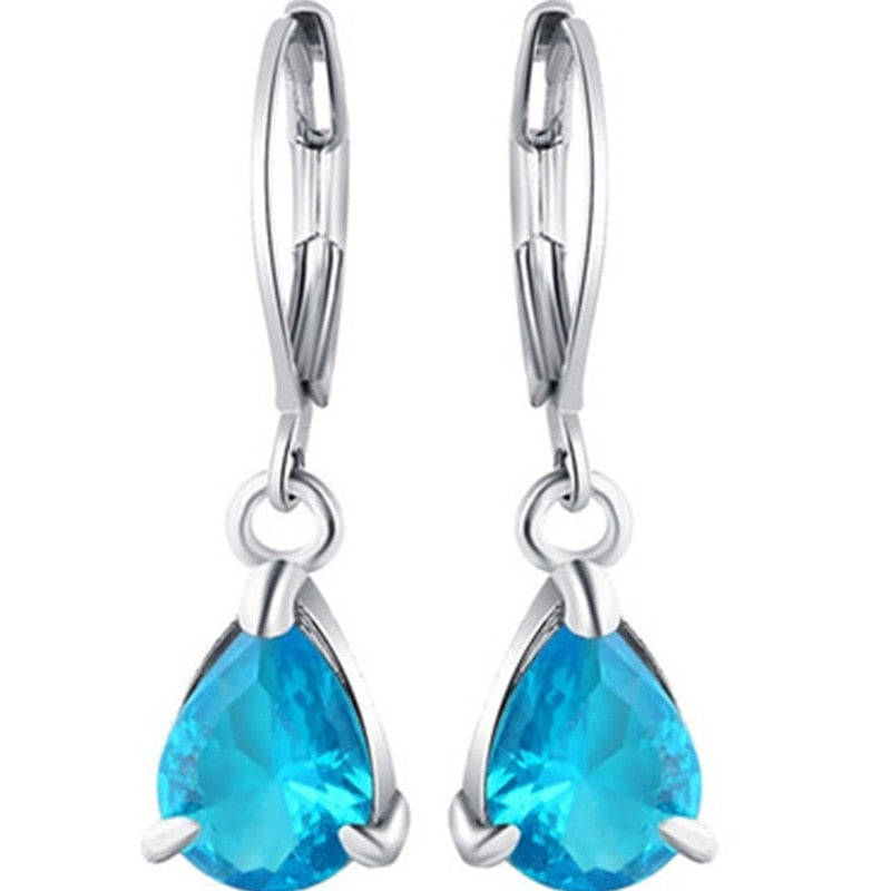 Water Drop Ear Buckle Earrings Zircon Dangle Earrings Women Fashion Modern