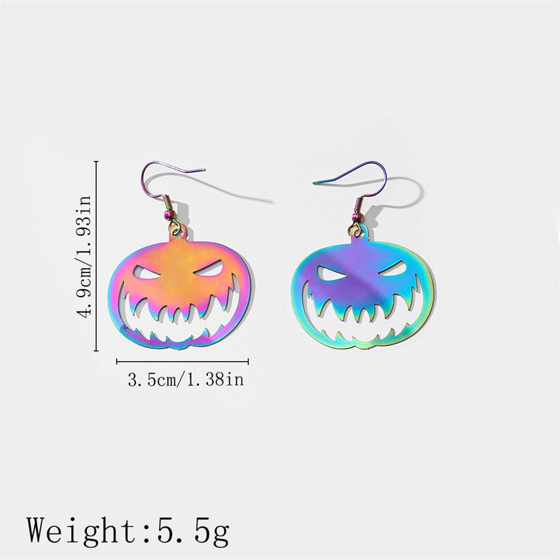 Hologhaphic Halloween Pumpkin Dangle Earrings Women Charms Earring Fashion