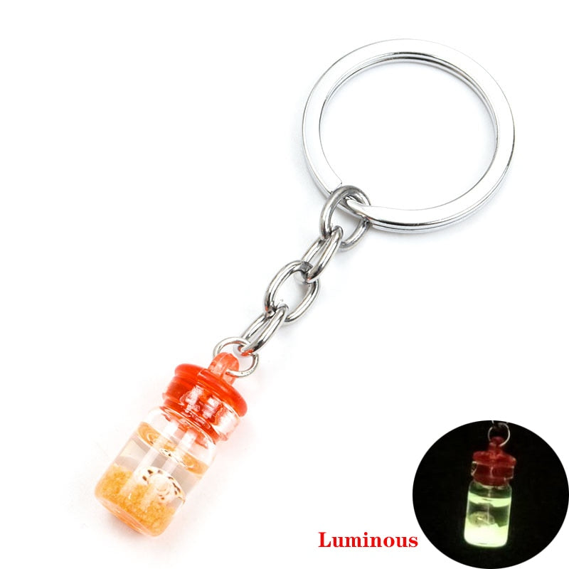 Orange Luminous Bottle Keychain Gift Cute Charms Keyring Souvenir Handbag