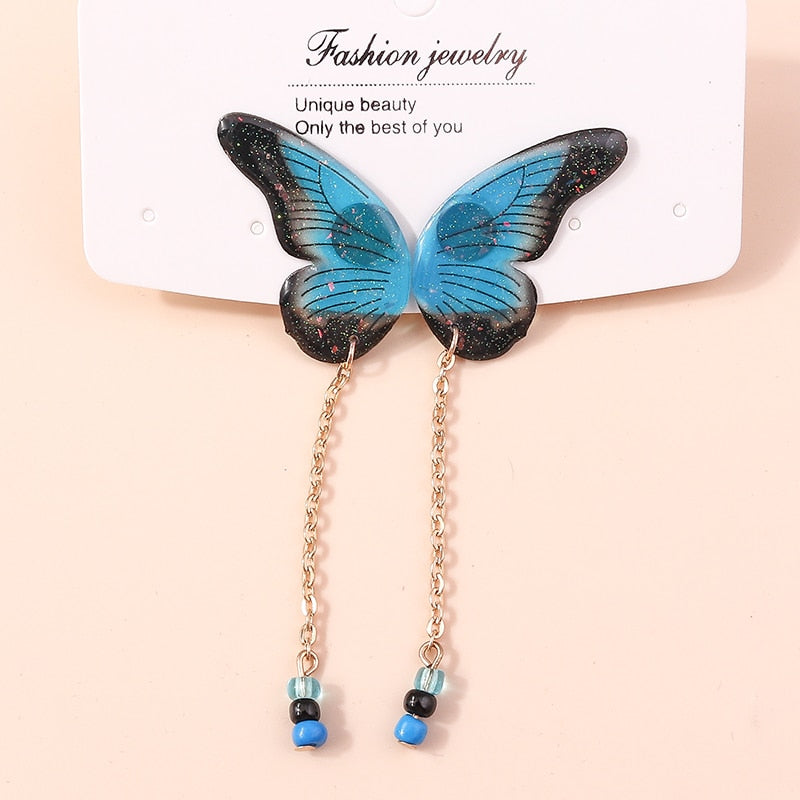 Blue Butterfly Wings Dangle Earrings for Girls Women Birthday Gift Lovely