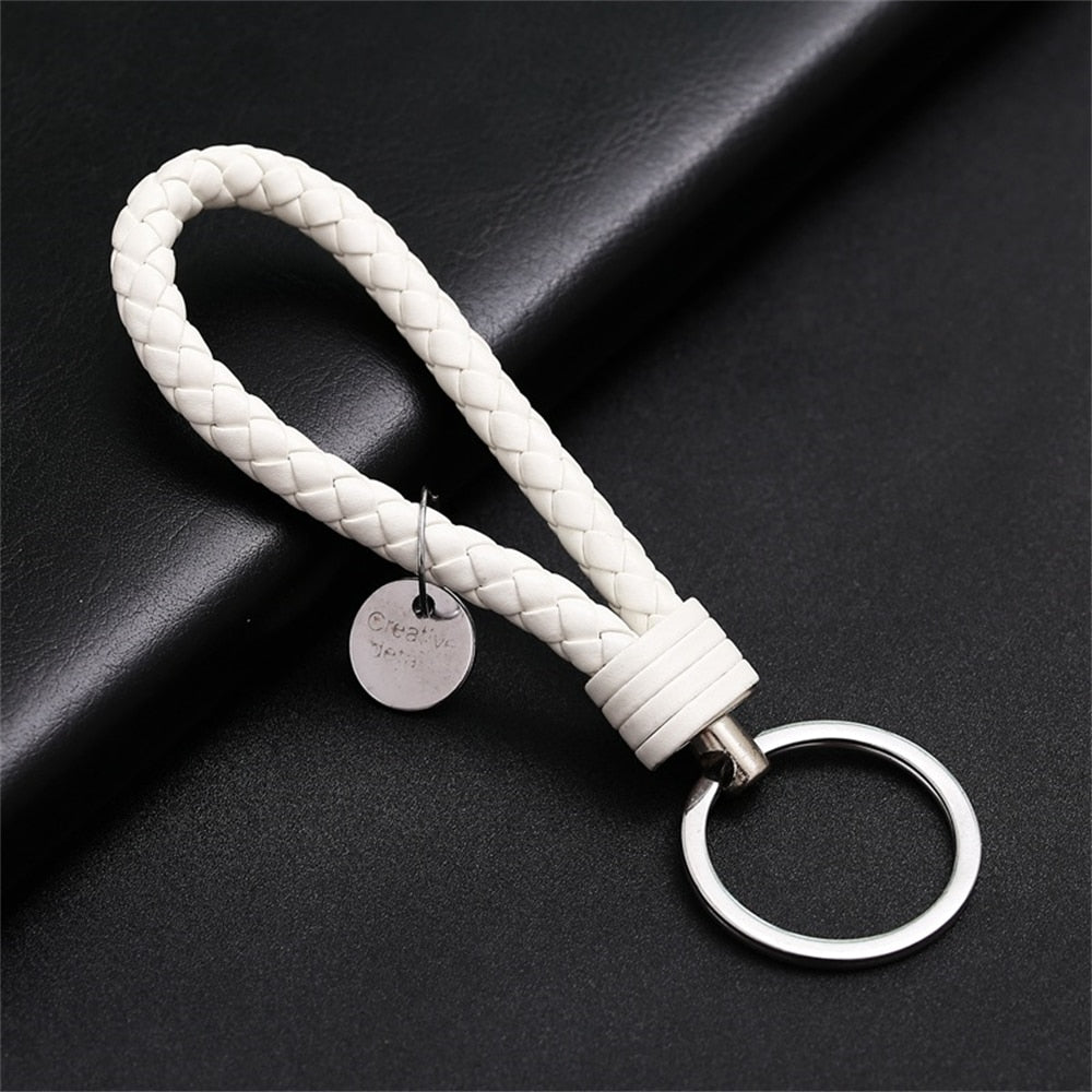 39 Styles PU Leather Braided Woven Rope Keychain DIY Bag Pendant Key Chain