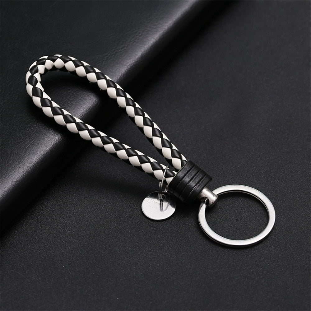 39 Styles PU Leather Braided Woven Rope Keychain DIY Bag Pendant Key Chain