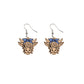 Farm Animal Bull Blue bowknot Drop Charm Earrings For Women Girl Fashion Modern