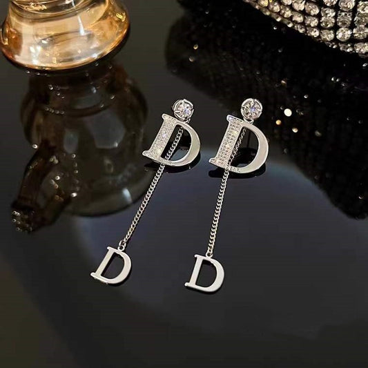 Letter D Tassel Lady Cute Dangle Earrings for Women Jewelry Girls Earrings