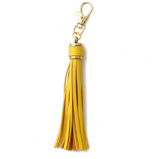 Yellow Tassel PU Leather Keychain Cartoon Key Holder Car handbag Keyring Gift