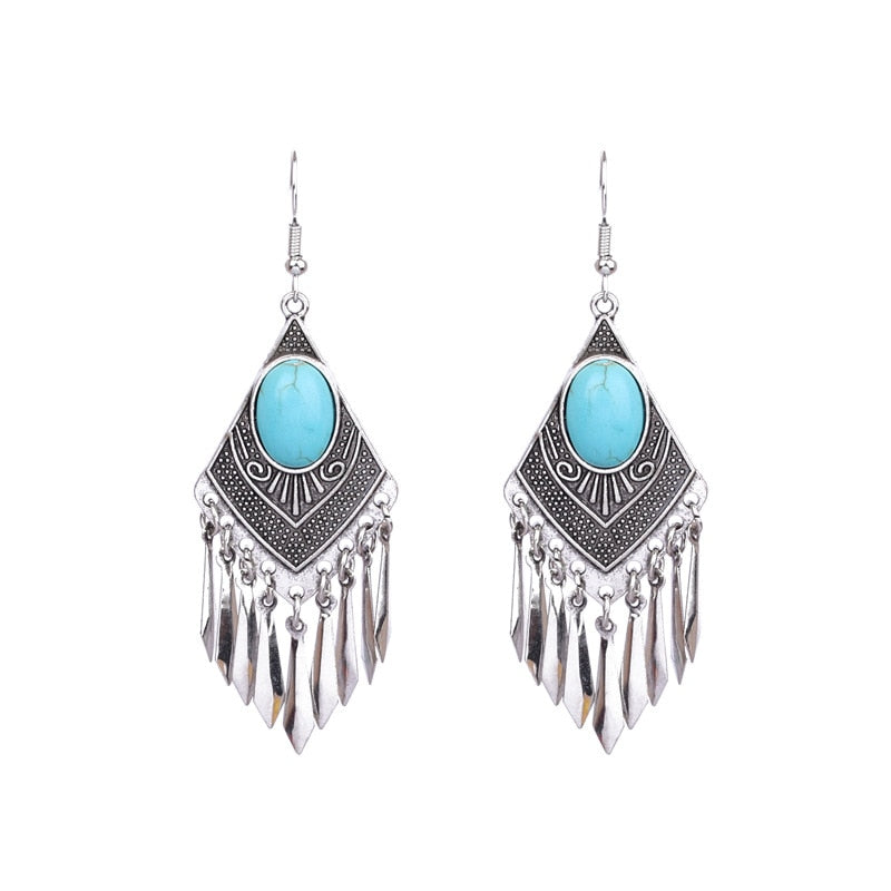 Boho Style Turquoise Vintage Dangling Drop Earrings Female Fashion Earrings