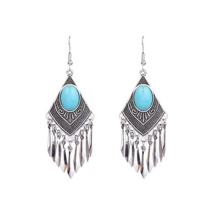 Boho Style Turquoise Vintage Dangling Drop Earrings Female Fashion Earrings