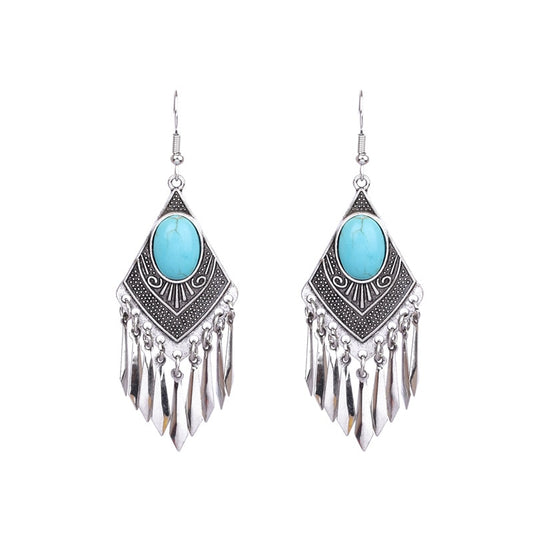 Boho Style Turquoise Vintage Dangling Drop Earrings Female Fashion Earrings