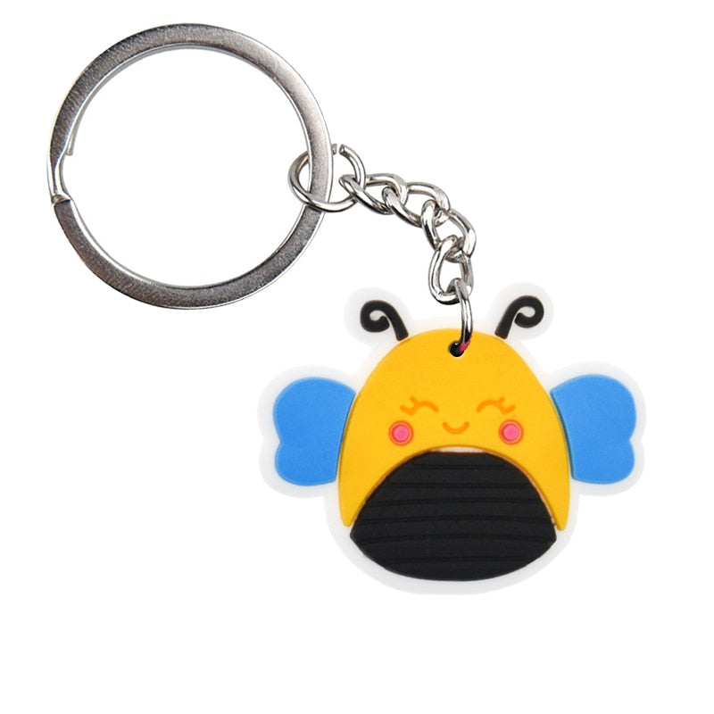 Bee Cartoon Cute Rubber Keychain Animal Car Key Chain Bag Charm Pendant