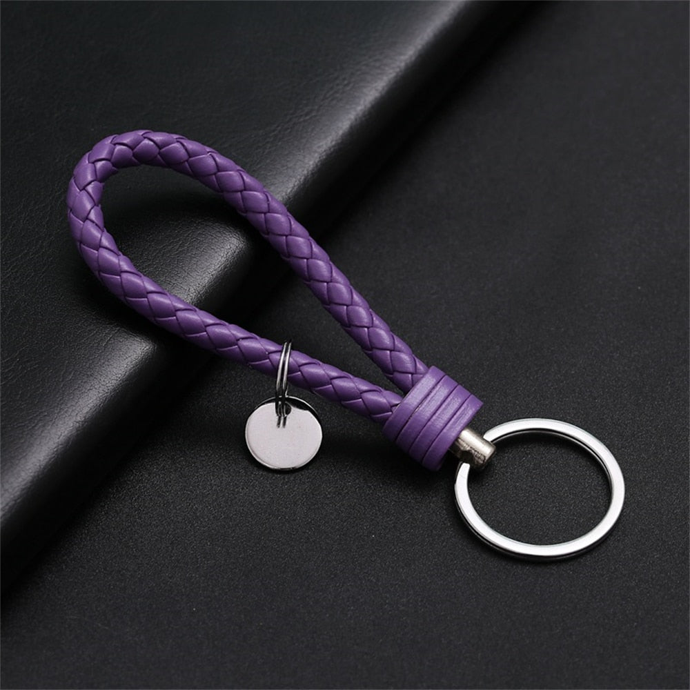 39 Styles PU Leather Braided Woven Rope Keychain DIY Bag Pendant Key Chain