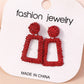 Red Textured Geometric Drop Earrings For Women Girl Fashion Modern Jewelry Gift