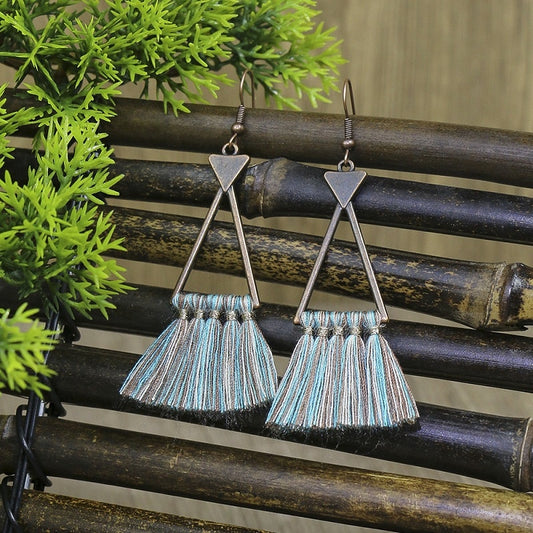 Triangle and Tassel Dangle Earrings Women Party Wedding Jewelry Dangle Gifts