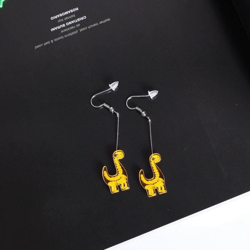 Yellow Dinosaur Drop Earrings Hip Hop Women Party Gift Jewelry Ear Fashion