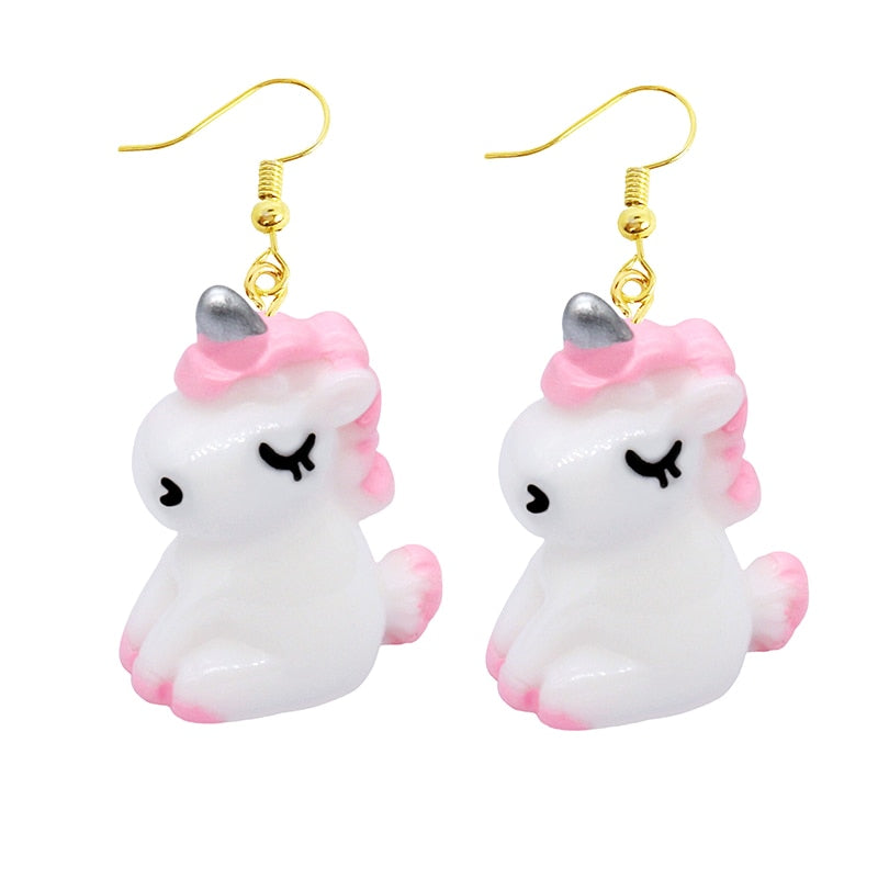 White and Pink Unicorn Dangle Earrings Women Gifts Earring Cute Girls Eardrop