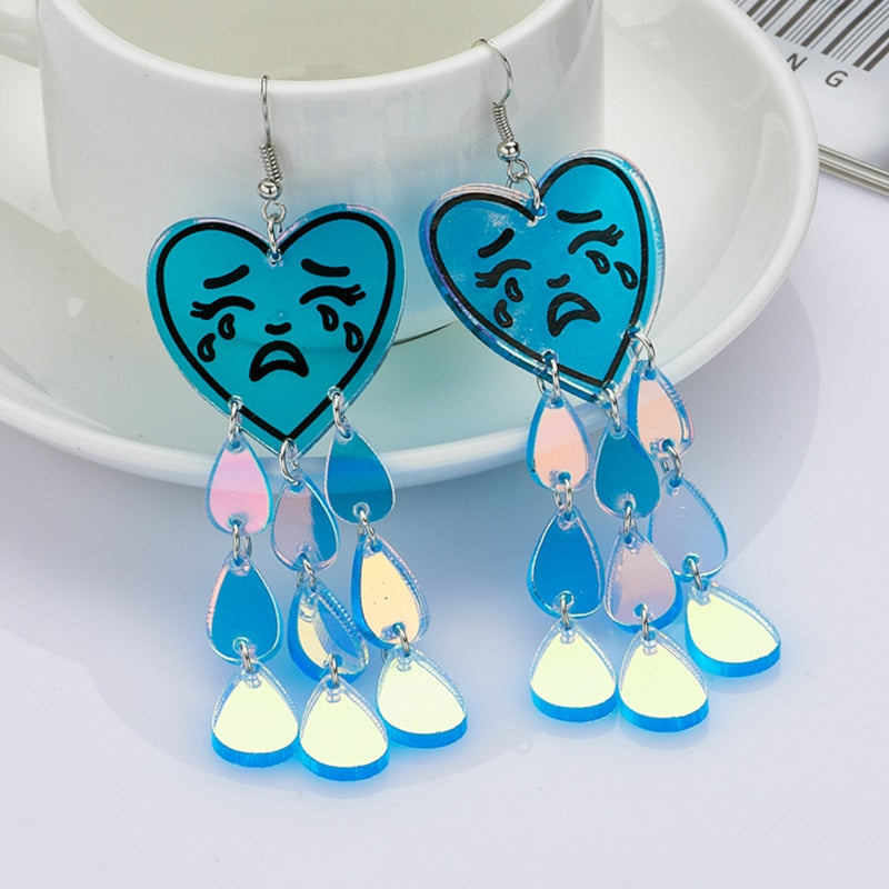 Crying Heart Drop Earrings Women Travel Fashion Cartoon Earrings Creative